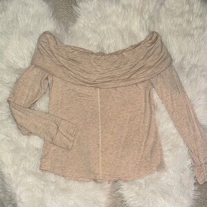 Socialite Off-Shoulder Beige Long Sleeve Top